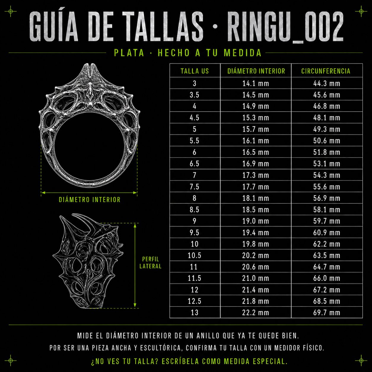 Guía de tallas RINGU 002